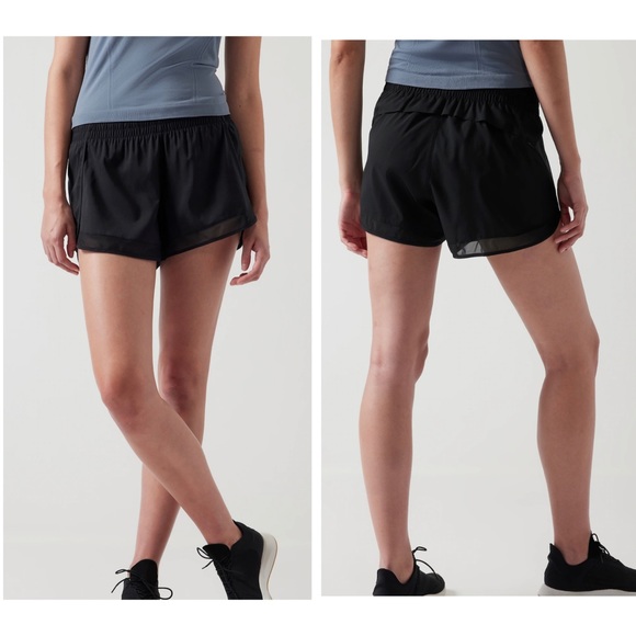 Athleta Pants - Athleta Black Mesh Racer Shorts 4”